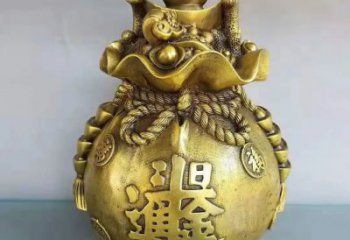 紫銅福袋銅雕廠家 仿古工藝品銅雕
