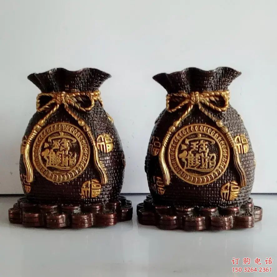 仿古錢(qián)袋銅雕廠家 彩繪工藝品銅雕