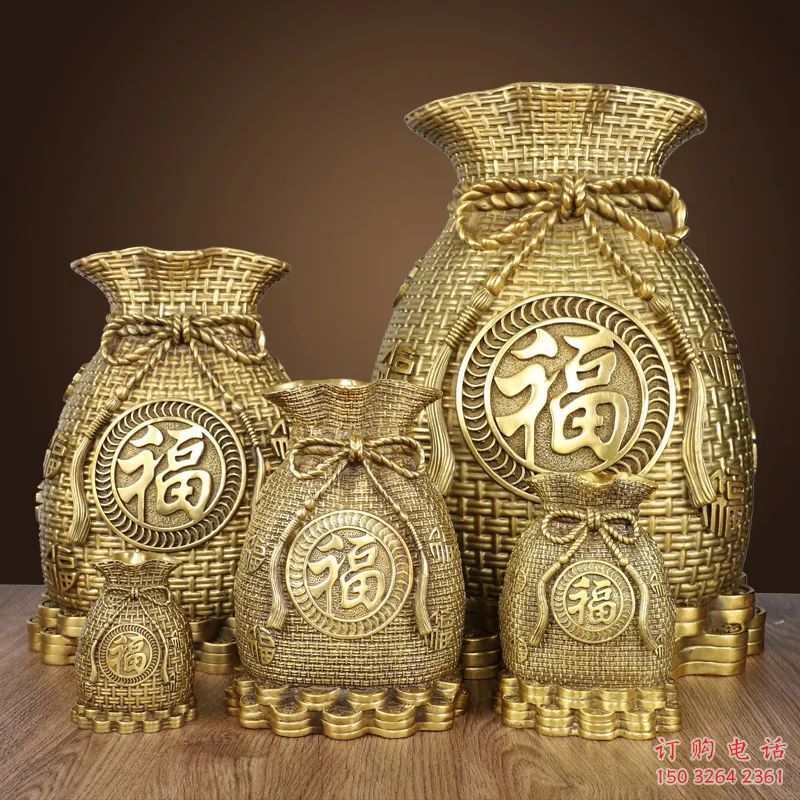 彩繪錢袋銅雕廠家 仿古工藝品銅雕