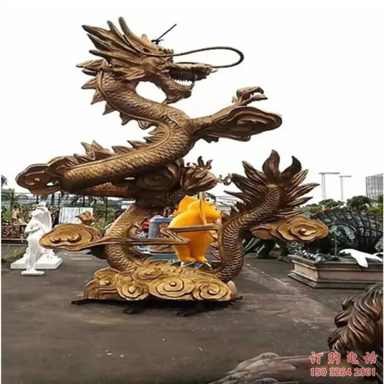 抽象二龍戲珠銅雕廠家 辦公室工藝品銅雕