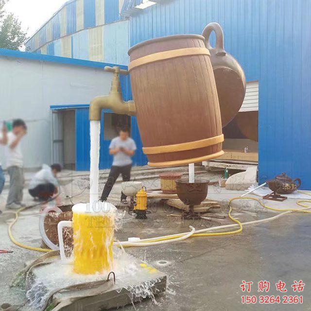 街頭酒壇銅雕廠家 城市工藝品銅雕