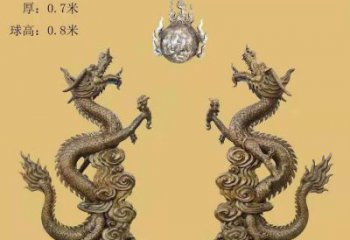 紫銅二龍戲珠銅雕廠家 仿古工藝品銅雕