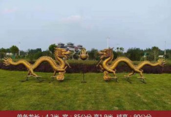 仿古二龍戲珠銅雕廠家 彩繪工藝品銅雕