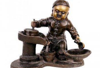 青銅磨盤(pán)銅雕廠家 公園工藝品銅雕