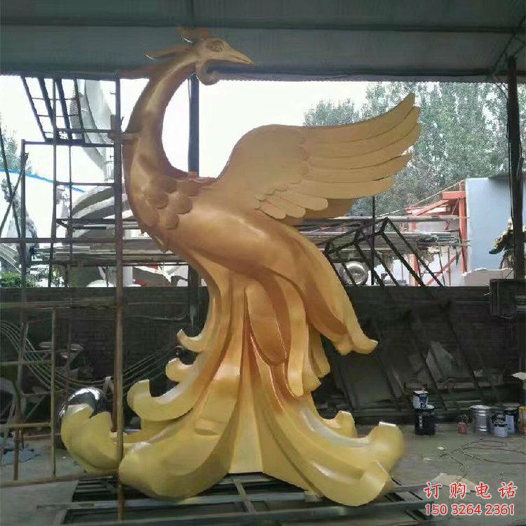 仿古火鳳凰銅雕廠家 彩繪工藝品銅雕