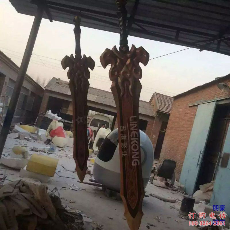 仿古刀劍銅雕廠家 彩繪工藝品銅雕