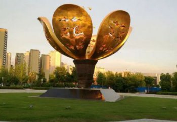 黃銅山茶花銅雕廠家 仿古工藝品銅雕
