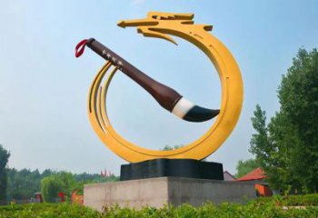 抽象毛筆銅雕廠家 辦公室文房四寶銅雕