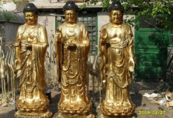 佛教三圣佛像廠家 佛教西方三圣佛像銅雕