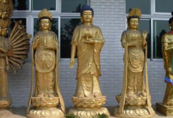 三圣佛像廠家 西方三圣佛像銅雕