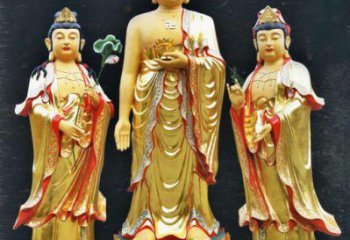 青銅三圣佛像廠家 仿古西方三圣佛像銅雕
