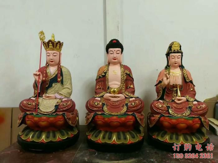 仿古三世佛佛像廠家 鑄銅佛像銅雕