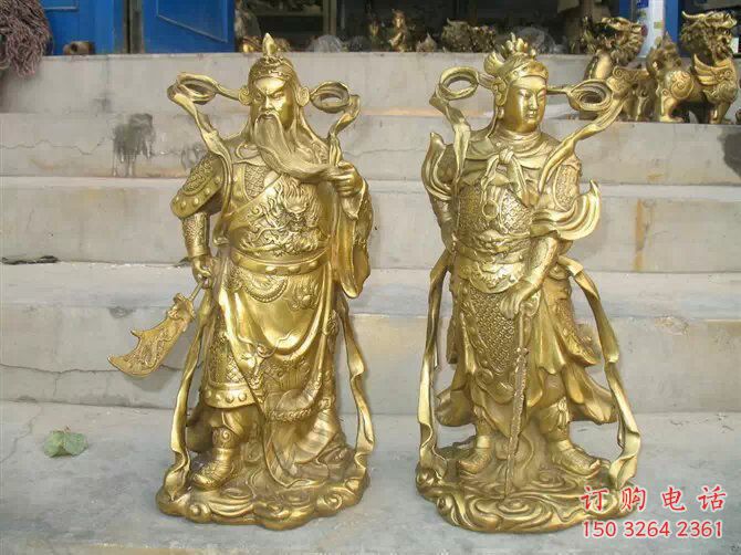 鑄銅哼哼二將佛像廠家 黃銅佛像銅雕