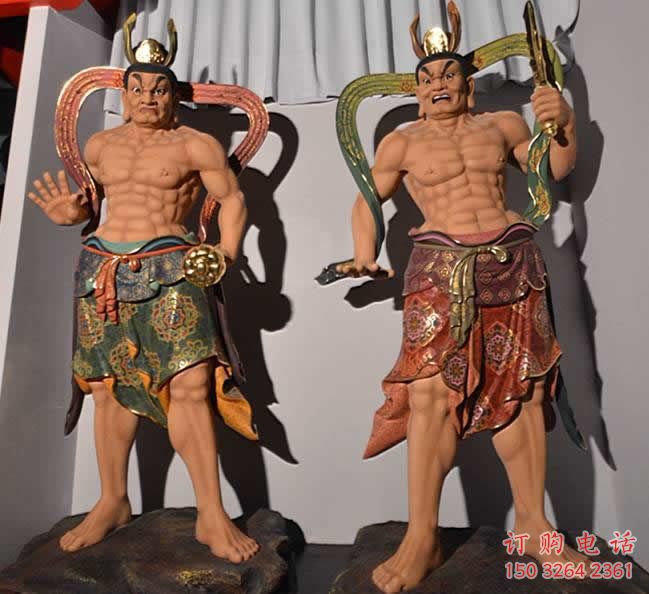 黃銅哼哼二將佛像廠家 寺廟佛像銅雕