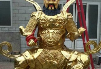 黃銅四大天王佛像廠家 寺廟佛像銅雕