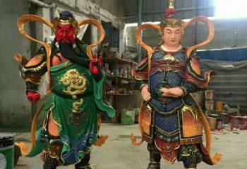 彩繪哼哼二將佛像廠家 紫銅佛像銅雕