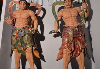 黃銅哼哼二將佛像廠家 寺廟佛像銅雕