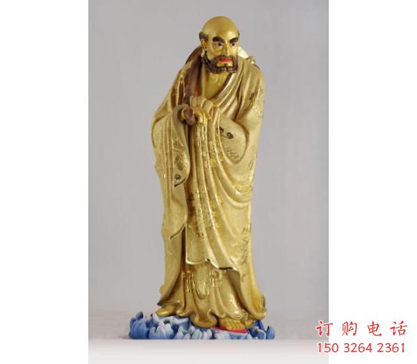 彩繪伏虎羅漢佛像廠家 紫銅羅漢佛像銅雕