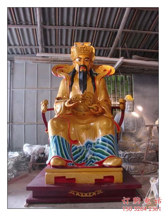 鑄銅財(cái)神爺神像廠家 黃銅財(cái)神神像銅雕