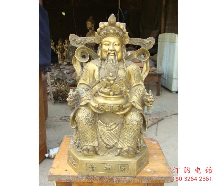 彩繪財(cái)神爺神像廠家 紫銅財(cái)神神像銅雕