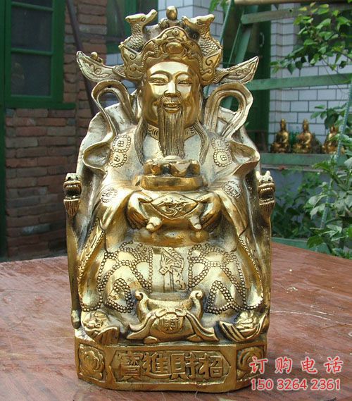 黃銅財(cái)神爺神像廠家 寺廟財(cái)神神像銅雕