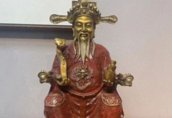 抽象財神爺神像廠家 紫銅財神神像銅雕