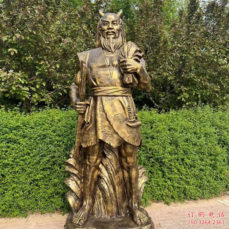 彩繪神農(nóng)神像廠家 紫銅神像銅雕