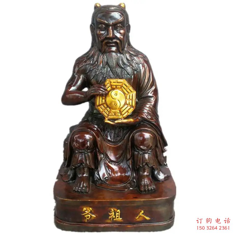 彩繪伏羲神像廠家 紫銅神像銅雕