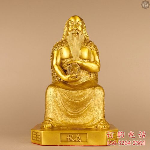 彩繪伏羲神像 紫銅神像銅雕廠家