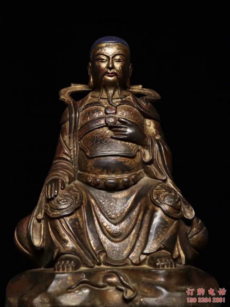 彩繪真武大帝神像廠家 紫銅神像銅雕