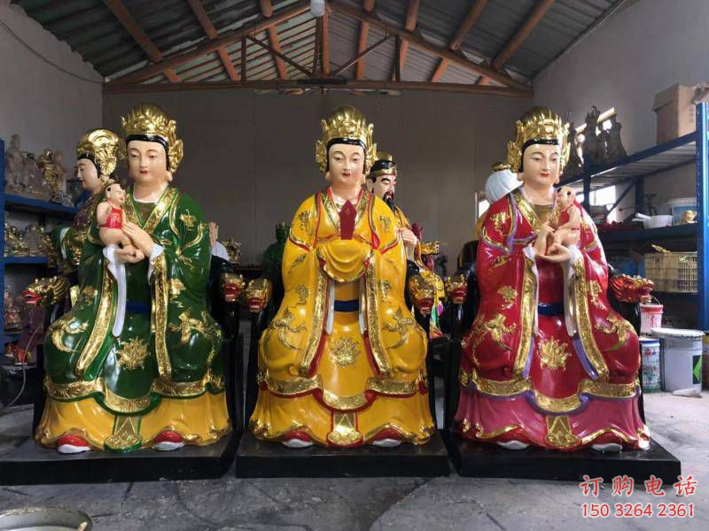 青銅三霄神像廠家 仿古神像銅雕