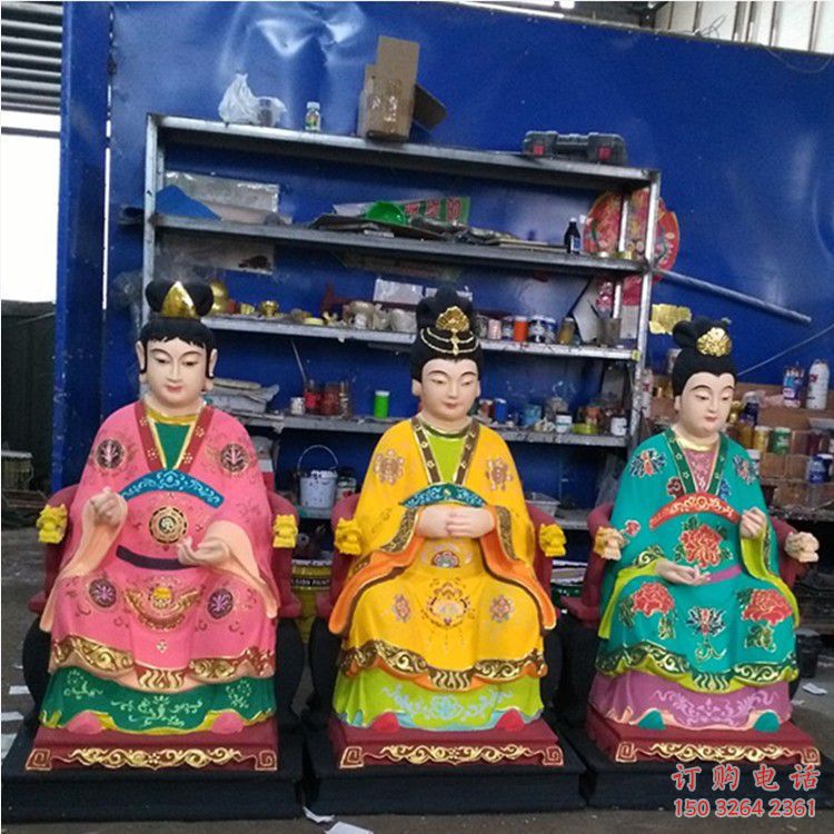 彩繪三霄神像廠家 紫銅神像銅雕