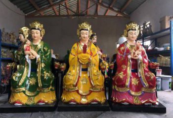 青銅三霄神像廠家 仿古神像銅雕