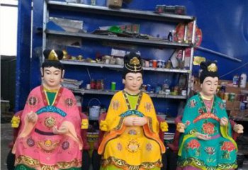 彩繪三霄神像廠家 紫銅神像銅雕