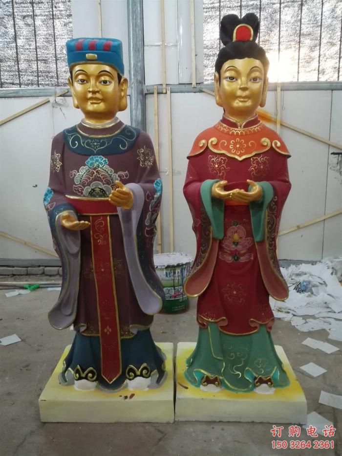 青銅童男童女神像廠家 仿古神像銅雕