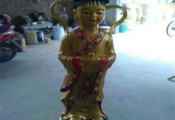 仿古童男童女神像廠家 鑄銅神像銅雕