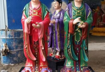 彩繪童男童女神像廠家 紫銅神像銅雕