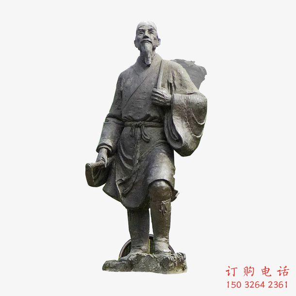 彩繪中醫(yī)銅雕廠家 仿古李時珍銅雕