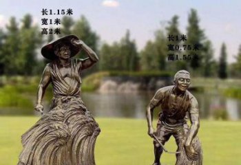 紫銅農(nóng)耕銅雕廠家 仿古農(nóng)活人物銅雕