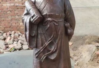 仿古中醫(yī)銅雕廠家 彩繪李時珍銅雕