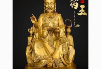 彩繪中醫(yī)銅雕制作廠家 仿古孫思邈銅雕