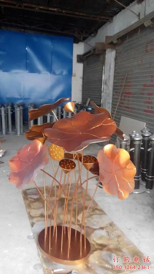 荷葉銅雕塑廠家 廣場景觀植物銅雕制作