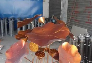 荷葉銅雕塑廠家 廣場景觀植物銅雕制作