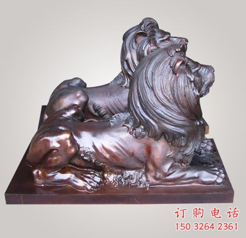 臥式動(dòng)物銅雕 銅獅子雕塑制作廠家