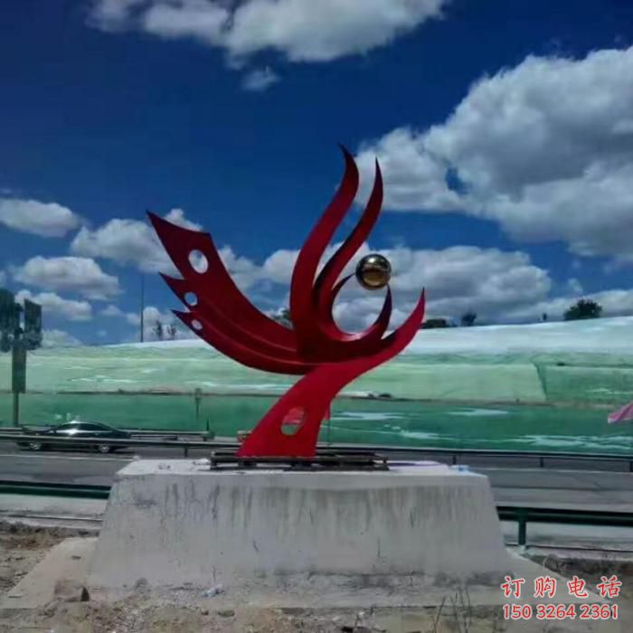 城市鳳凰雕塑實(shí)景 風(fēng)景區(qū)彩繪雕塑 抽象雕塑擺件