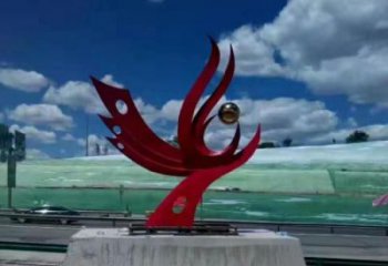 城市鳳凰雕塑實(shí)景 風(fēng)景區(qū)彩繪雕塑 抽象雕塑擺件