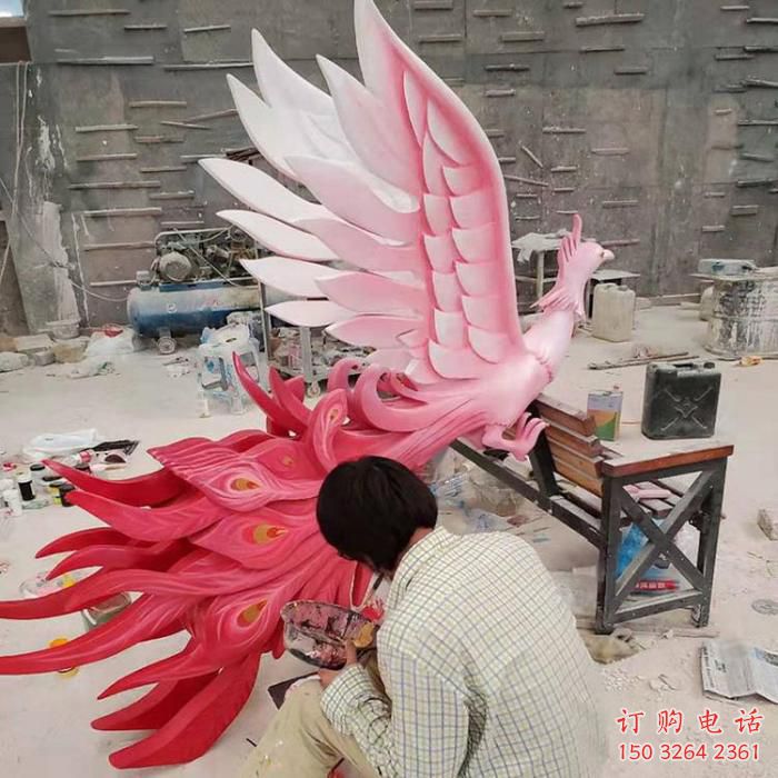 公園鳳凰雕塑制作 酒店門口雕塑 彩繪雕塑擺件