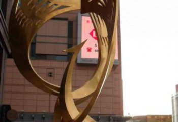 大型鳳凰雕塑效果圖 商業(yè)街廣場雕塑 古銅色工藝擺件