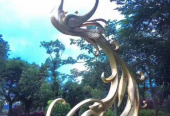 古銅色鳳凰雕塑加工 大型城市雕塑 商業(yè)街?jǐn)[件雕塑