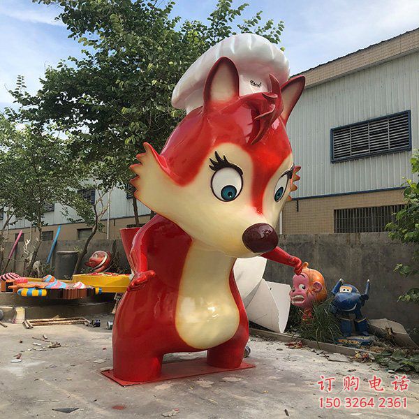 訂購公園狐貍雕塑 酒店門口雕塑 彩繪擺件雕塑